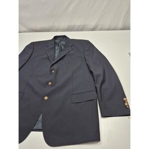 Majer Blazer Mens 50L Blue Super 120s Wool Gold Buttons Sport Coat Jacket